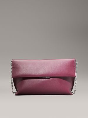 purple pebbled shoulder bag for women calvin klein