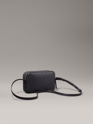 black monogram pu logo crossbody bag for women calvin klein