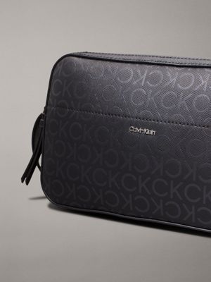 black monogram pu logo crossbody bag for women calvin klein