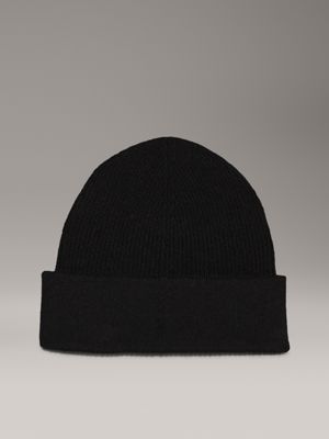 ck black soft cashmere beanie for women calvin klein