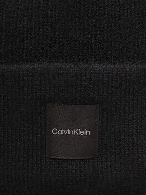 ck black soft cashmere beanie for women calvin klein