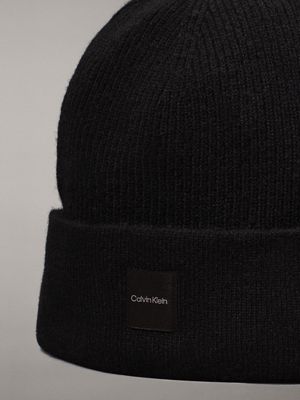 ck black soft cashmere beanie for women calvin klein