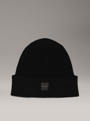 black soft cashmere beanie for women calvin klein