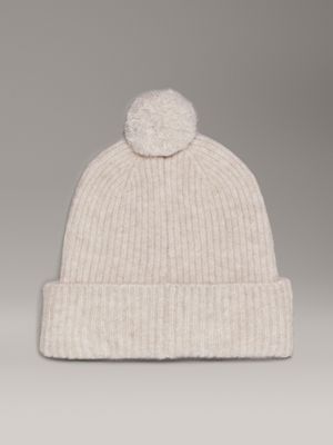 gray morn soft pom-pom beanie for women calvin klein