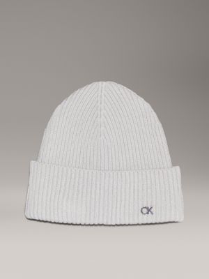 blue wool cashmere blend beanie for women calvin klein