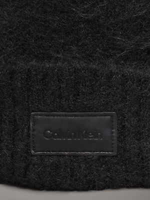 ck black alpaca wool beanie for women calvin klein