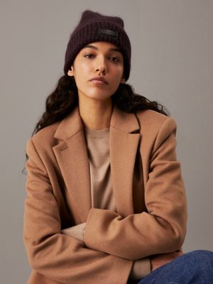 cherrywood alpaca wool beanie for women calvin klein