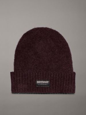 brown alpaca wool beanie for women calvin klein