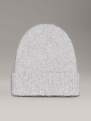 light grey heather alpaca wool beanie for women calvin klein