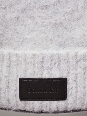 light grey heather alpaca wool beanie for women calvin klein