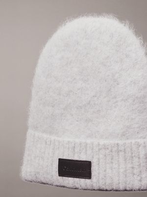 light grey heather alpaca wool beanie for women calvin klein