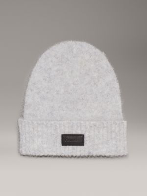 grey alpaca wool beanie for women calvin klein