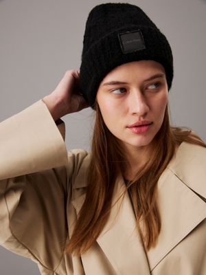 ck black soft beanie for women calvin klein