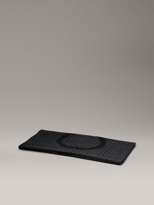 ck black/ck grey logo wool blend scarf for women calvin klein