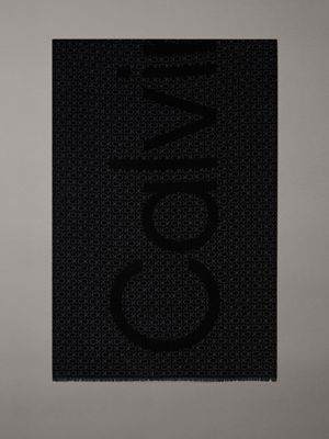 black logo wool blend scarf for women calvin klein