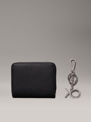 ck black wallet and keyring gift set for women calvin klein