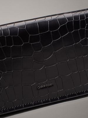 ck black mini croc effect crossbody bag for women calvin klein