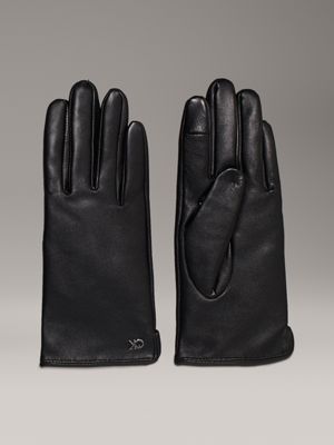 black nappa leather touchscreen gloves for women calvin klein