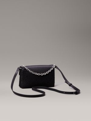 ck black mono jacquard small logo jacquard crossbody bag for women calvin klein