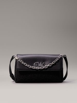 borsa a tracolla in jacquard con logo piccola black da donne calvin klein