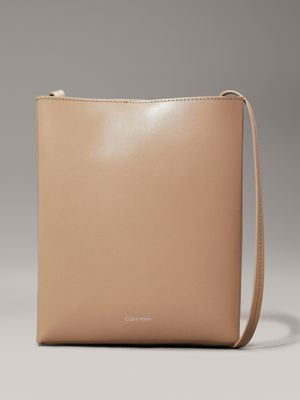 beige leather crossbody bag for women calvin klein