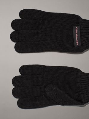 black/dusty rose knit gloves for women calvin klein jeans