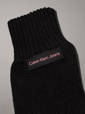 black/dusty rose knit gloves for women calvin klein jeans