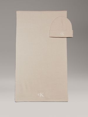 grey scarf and beanie gift set for women calvin klein jeans