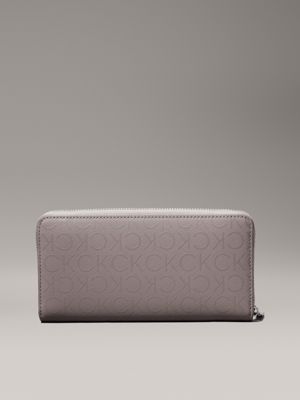 cinder monogram pu large logo zip around wallet for women calvin klein