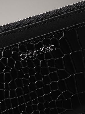 ck black croco croc effect cardholder for women calvin klein