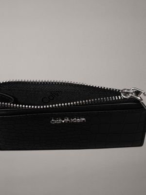 ck black croco croc effect cardholder for women calvin klein