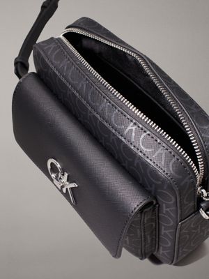 black monogram pu logo crossbody bag for women calvin klein