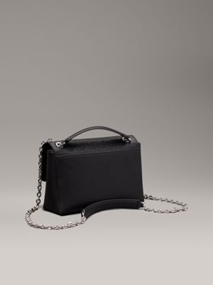 black monogram pu convertible logo shoulder bag for women calvin klein