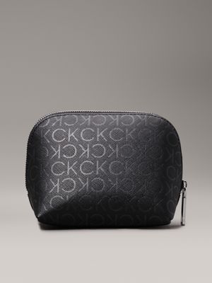 black monogram pu logo makeup bag for women calvin klein