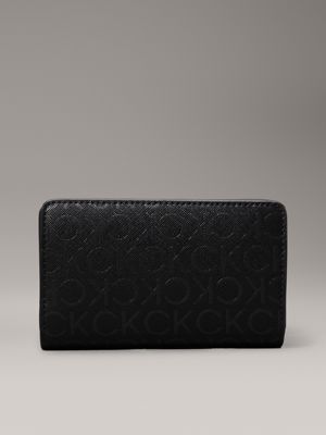 black monogram pu logo billfold wallet for women calvin klein