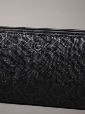 black monogram pu logo billfold wallet for women calvin klein