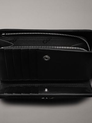 black monogram pu logo billfold wallet for women calvin klein