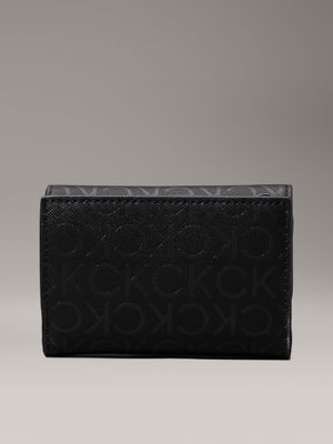 black monogram pu logo trifold wallet for women calvin klein