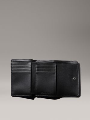 black monogram pu logo trifold wallet for women calvin klein