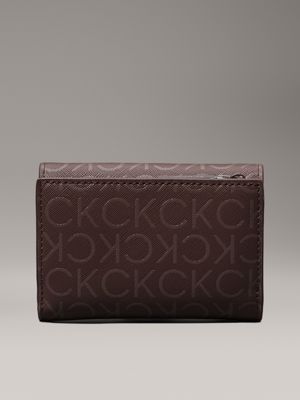 cioccolate lab monogram pu logo trifold wallet for women calvin klein