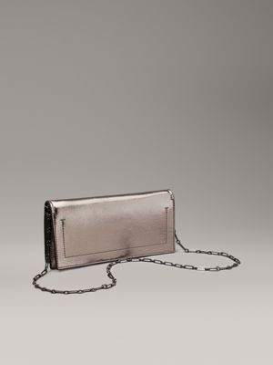 silver mini metallic crossbody bag for women calvin klein