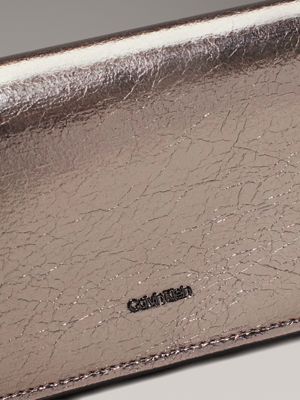 silver mini metallic crossbody bag for women calvin klein