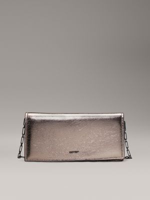 grey mini metallic crossbody bag for women calvin klein