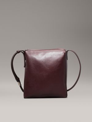 brown nappa leather crossbody bag for women calvin klein