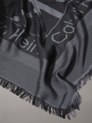 ck black logo jacquard scarf for women calvin klein