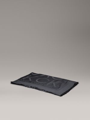 ck black logo jacquard scarf for women calvin klein