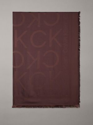 brown logo jacquard scarf for women calvin klein