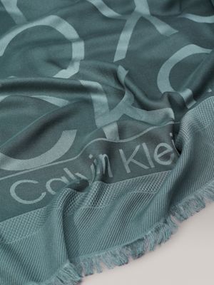 palm green logo jacquard scarf for women calvin klein