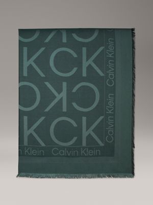 green logo jacquard scarf for women calvin klein