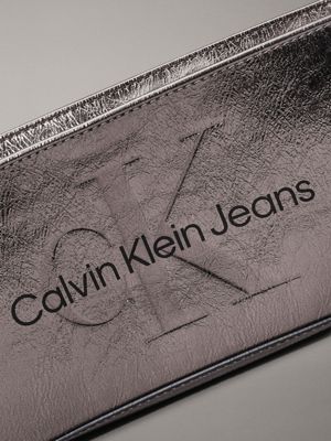 gunmetal metallic shoulder bag for women calvin klein jeans